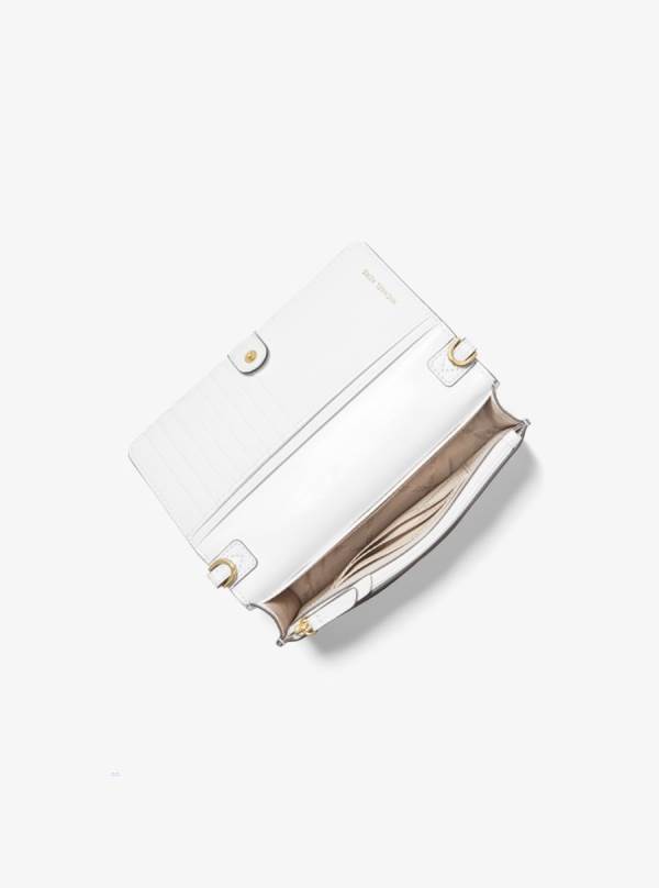 Damske Crossbody Kabelka Michael Kors Jet Set Small Pebbled Leather Smartphone Convertible Biele - Kabelky Michael Kors Sleva | HLPMY-2759